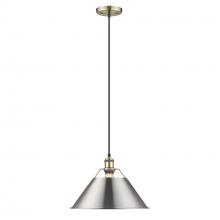  3306-L AB-PW - Orwell 14" Wide Large Pendant in Aged Brass with Pewter